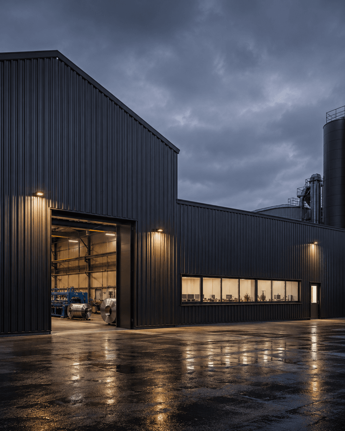 VANKKA production hall — roll-forming lines and coil handling